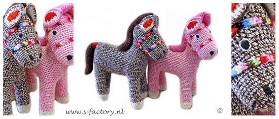 Gehaakte paardjes in roze of choco van Anne-Claire Petit